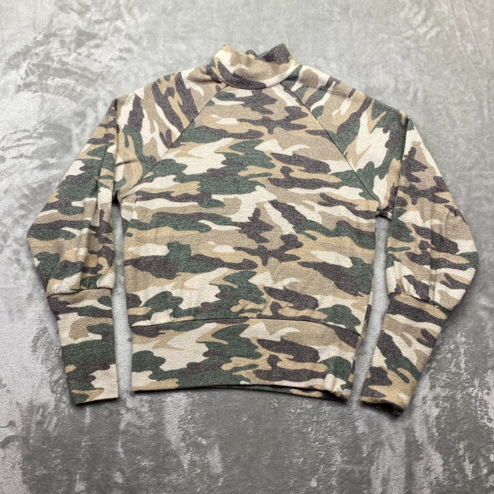 Maeve Anthropologie Laney Camo Brushed‎ Knit Mock Neck Sweater Sz S Grunge